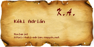 Kéki Adrián névjegykártya